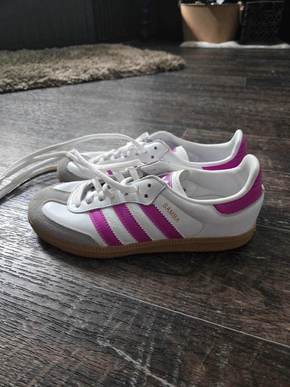 Adidas Samba Sneakers in White & Bright Pink